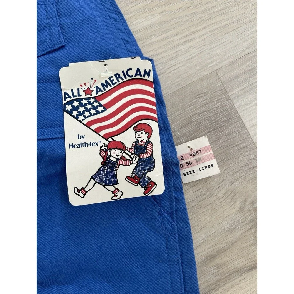 Rare! Vintage Healthtex All American Blue Overall 12 Months Button Closure NEW!